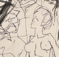 Kondor Béla (1931-1972): Vita. Tus, toll, papír, jelezve jobbra lent. paszpartuban. 21x5,15 cm