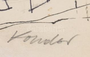 Kondor Béla (1931-1972): Vita. Tus, toll, papír, jelezve jobbra lent. paszpartuban. 21x5,15 cm