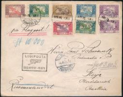 1925. jul. 4 Légi levél az ausztriai Steyr-be 24.100K Ikarusz bérmentesítéssel, Budapest-Wien légi irányító bélyegzéssel