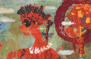 Bolmányi Ferenc (1904-1990): Madarat sétáltató, Olaj, vászon jelzett balra lent, 50x60 cm