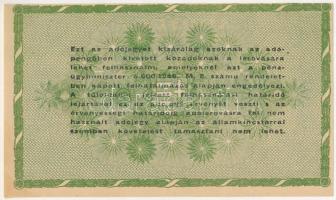 1946. 50.000AP sorszám nélkül, nem vízjeles papíron, a hátoldali szövegben számos helyesírási hibáva...