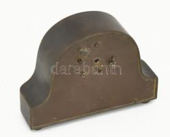 Art deco rézházas asztali óra, felhúzóhiánnyal, 9,5x13,5 cm