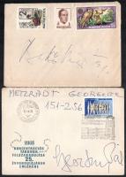 Magyar színművészek autográf aláírásai 5 db levélborítékon Bodrogi Gyula, Inke László, Avar István é...