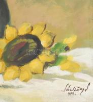 Sárközy Zoltán (1910-?): Napraforgós csendélet. Olaj, váaszon, jelzett, keretben, 60×50 cm