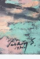 Sárközy Zoltán (1910-?): Faluvég, póznákkal. Pasztell, papír, jelzett, keretben, 30x40 cm