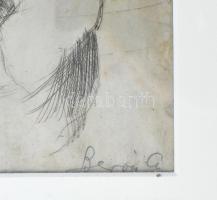 Berón A. jelzéssel: Női portré. Rézkarc, papír jelzett, üvegezett keretben, 27x19 cm