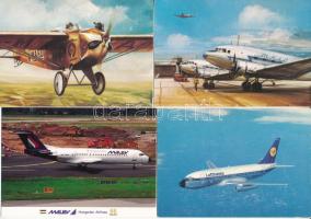 18 db MODERN repülős képeslap: repülőgépek, főleg MALÉV / 18 modern aircraft motive postcards