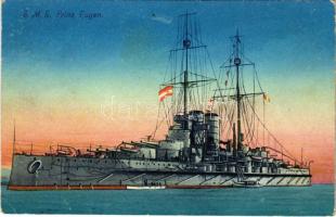 1917 SMS PRINZ EUGEN Osztrák-Magyar Haditengerészet pre-dreadnought csatahajó / K.u.K. Kriegsmarine / Austro-Hungarian Navy ironclad warship. C. Fano Pola 1915/16. 34. (EK) + "K.u.K. Festungstelegraphenkader in Pola Marinefeldpost"