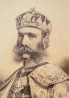 cca 1867 Ferenc József király és császár kőnyomatos portréja 17x22 cm keret mérete 28x32 cm