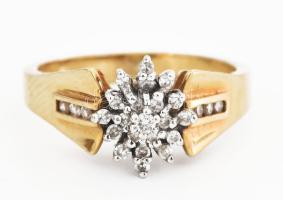 14k arany (Au) gyűr 0,01 és 0,02 ct brillekkel ékítve jelzett 5,47g , m: 58