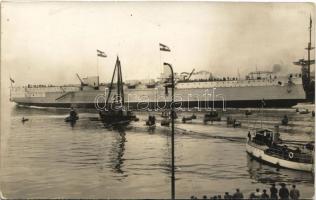 SMS PRINZ EUGEN Osztrák-Magyar Haditengerészet pre-dreadnought csatahajó vízre bocsájtása / K.u.K. Kriegsmarine / Launching of an Austro-Hungarian Navy ironclad warship. photo