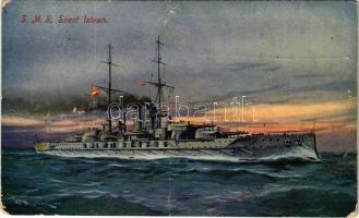 1914 SMS SZENT ISTVÁN osztrák-magyar haditengerészet Tegetthoff-osztályú csatahajója / K.u.k. Kriegsmarine / WWI Austro-Hungarian Navy dreadnought battleship. C. Fano Pola 1914/15. 52. (fa)