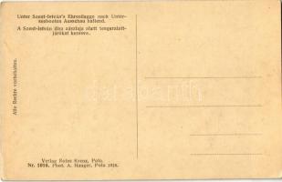 SMS SZENT ISTVÁN osztrák-magyar haditengerészet Tegetthoff-osztályú csatahajó dísz zászlaja alatt te...