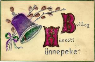 Boldog húsvéti ünnepeket / Easter greeting art postcard. Emb. (fl)