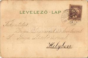 1901 Boldog Újévet / New Year greeting art postcard with lady. Art Nouveau, litho s: Mailick (kopott...