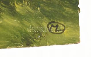 Marosán László (1955-): Fák a dombon. Olaj, farost, jelezve jobbra lent, hátoldalán autográf felirat...