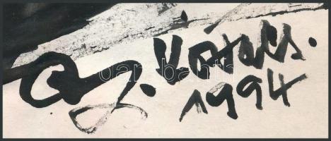 Cs. Kovács László (1929-2001): Lovak, 1994. Tus, papír, jelzett, 39,5x29 cm