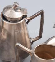 cca 1900/20, 6 darab antik alpakka kávéházi tárgy: szószos, tál, kiöntők