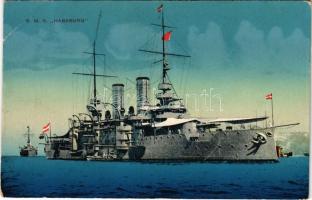 SMS HABSBURG az Osztrák-Magyar Haditengerészet Habsburg-osztályú pre-dreadnought csatahajója / K.u.K. Kriegsmarine / Austro-Hungarian Navy battleship. M. Schulz Prag 1916 (szakadás / tear)