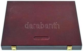 Faborítású éremtartó kazetta (~270x230mm), 12 férőhellyel (52x52mm átmérőjű fészkekkel). Használt, d...