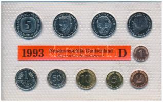 NSZK 1993D 1pf-5M (10xklf) forgalmi sor fólia tokban T:UNC GFR 1993D 1 Pfennig - 5 Mark (10xdiff) co...