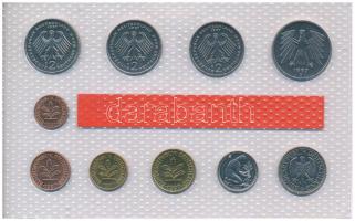 NSZK 1997D 1pf-5M (10xklf) forgalmi sor fólia tokban T:UNC 
GFR 1997D 1 Pfennig - 5 Mark (10xdiff) ...