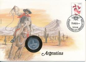 Argentína 1984. 1P Al felbélyegzett borítékban, bélyegzéssel T:AU Argentina 1984. 1 Peso Al in envelope with stamp, and cancellation C:AU