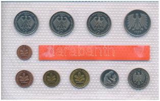 NSZK 1999A 1pf-5M (10xklf) forgalmi sor fólia tokban T:UNC 
GFR 1999A 1 Pfennig - 5 Mark (10xdiff) ...