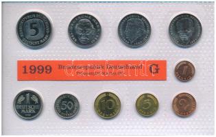 NSZK 1999G 1pf-5M (10xklf) forgalmi sor fólia tokban T:UNC sérült fóliatok  GFR 1999G 1 Pfennig - 5 Mark (10xdiff) coin set in foil packaging C:UNC damaged foil pack