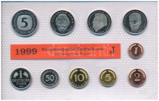 NSZK 1999J 1pf-5M (10xklf) forgalmi sor fólia tokban T:UNC  GFR 1999J 1 Pfennig - 5 Mark (10xdiff) coin set in foil packaging C:UNC