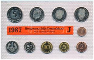 NSZK 1987J 1pf-5M (10xklf) forgalmi sor fólia tokban T:UNC  GFR 1987J 1 Pfennig - 5 Mark (10xdiff) coin set in foil packaging C:UNC