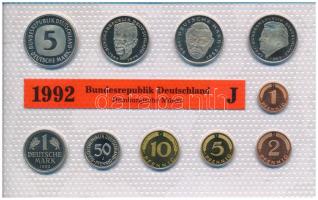 NSZK 1992J 1pf-5M (10xklf) forgalmi sor fólia tokban T:UNC  GFR 1992J 1 Pfennig - 5 Mark (10xdiff) coin set in foil packaging C:UNC