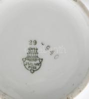 Zsolnay 2 darab cukortartó, jelzett, egyik pótolt fedővel