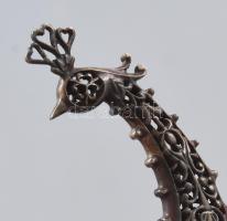 Ezüst(Ag) rátétes üveg hattyú ékszertartó, üvegen apró csorbákkal, 7,5×7,5 cm