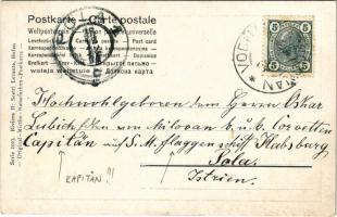 1904 Addressed to K.u.k. Kriegsmarine Korvettenkapitän Oskar Lubich von Milovan at S.M.S. Habsburg