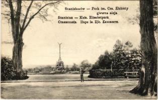 1915 Ivano-Frankivsk, Stanislawów, Stanislau; Kais. Elisabetpark / Park im. Ces. Elzbiety, glowna aleja / park (EB)