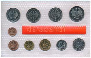 NSZK 1986F 1pf-5M (10xklf) forgalmi sor fólia tokban T:UNC 
GFR 1986F 1 Pfennig - 5 Mark (10xdiff) ...