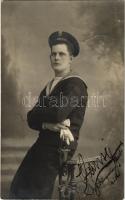 1906 SMS HABSBURG az Osztrák-Magyar Haditengerészet Habsburg-osztályú pre-dreadnought csatahajó matróza / K.u.K. Kriegsmarine Matrose / Austro-Hungarian Navy battleships mariner. photo (gyűrődés / crease)