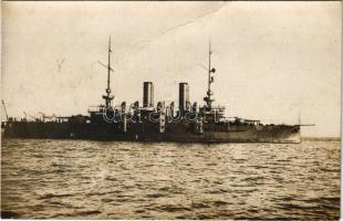 SMS ÁRPÁD az Osztrák-Magyar Haditengerészet Habsburg-osztályú csatahajója / K.u.k. Kriegsmarine / Austro-Hungarian Navy Habsburg-class pre-dreadnought battleship. Phot. Alois Beer, F.W. Schrinner Pola 1917. (fa)