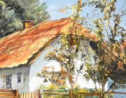 Maksai János (1954-): Régi parasztház. Olaj, vászon, jelezve jobbra lent. Dekoratív fakeretben, 50x8...