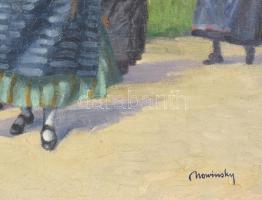 Nowinsky Jenő (1884-?): Hazafelé. Olaj, vászon, jelezve jobbra lent. Hátolfalán budapesti Új Szalon ...