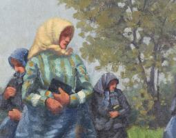 Nowinsky Jenő (1884-?): Hazafelé. Olaj, vászon, jelezve jobbra lent. Hátolfalán budapesti Új Szalon ...