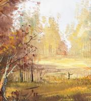 Finta László (1944-): Erdő. Olaj, vászon. Jelezve jobbra lent Dekoratív fakeretben, 60x90 cm. KIZÁRÓ...