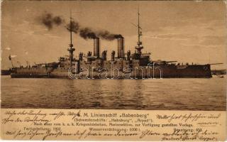 1917 SMS BABENBERG osztrák-magyar haditengerészet Habsburg-osztályú pre-dreadnought csatahajó / K.u.K. Kriegsmarine / Austro-Hungarian Navy, SMS Babenberg pre-dreadnought battleship. Marine-Erinnerungs-Karte Nr. 65A.