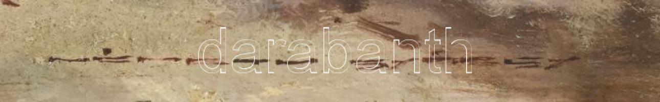 Németh György (1888-1962): Lovaskocsi. Olaj, falemez, jelzett.. Dekoratív, kissé sérült fakeretben, ...