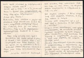 1969 Mányai Zsuzsa (1949-1999) színésznő saját kezűleg írt levele Várday Zoltán (1947-2023) színész ...