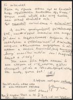 1969 Mányai Zsuzsa (1949-1999) színésznő saját kezűleg írt levele Várday Zoltán (1947-2023) színész ...
