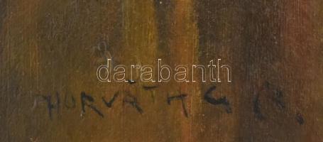 Horváth G. Andor (1876-1966): Pipázó portréja. Olaj, karton. Jelezve jobbra lent. Dekoratív fakeretb...