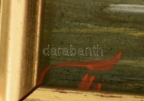 Méhész Tamás (1940-): Nyári folyópart. Olaj, farost, jelzett. Dekoratív fakeretben, 13×18 cm