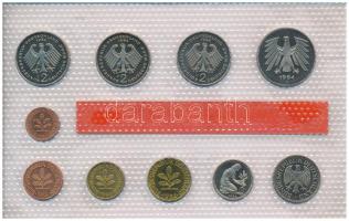 NSZK 1984J 1pf-5M (10xklf) forgalmi sor fólia tokban T:UNC 
GFR 1984J 1 Pfennig - 5 Mark (10xdiff) ...